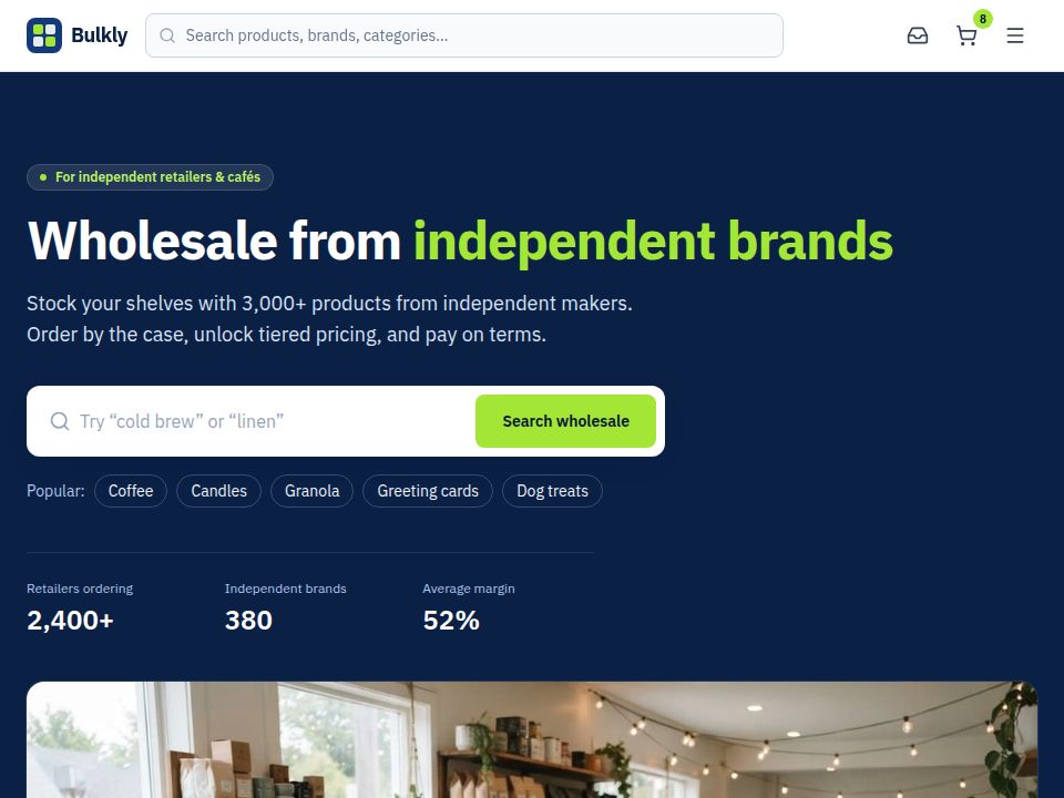 Bulkly template landing page