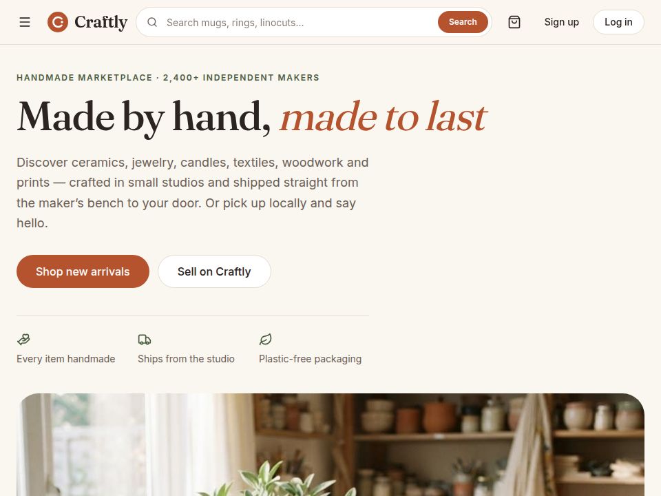Craftly template landing page