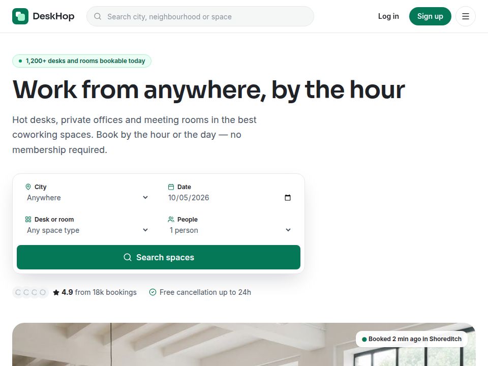 DeskHop template landing page