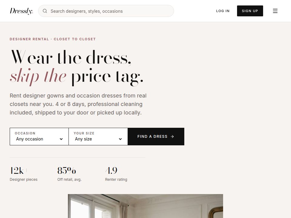Dressly template landing page