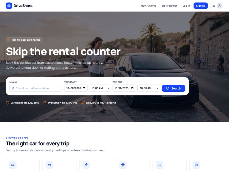 DriveShare template landing page