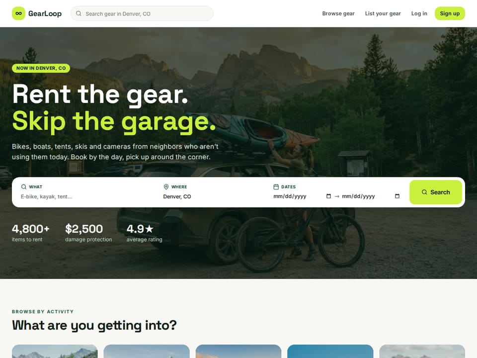 GearLoop template landing page