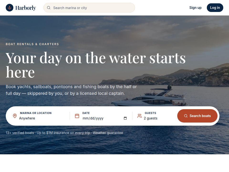 Harborly template landing page