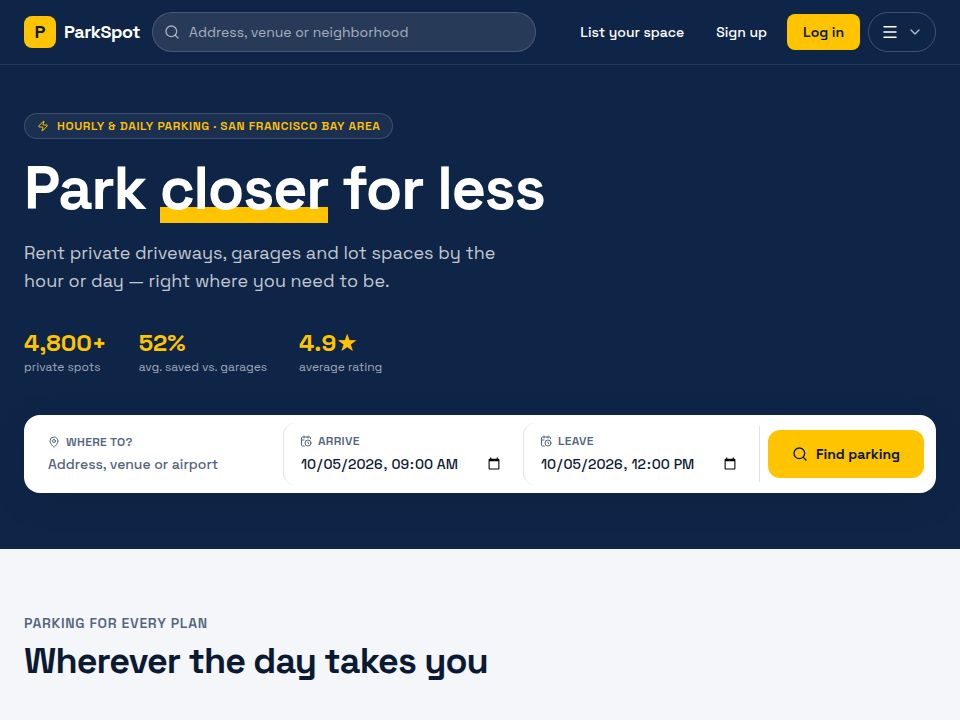 ParkSpot template landing page