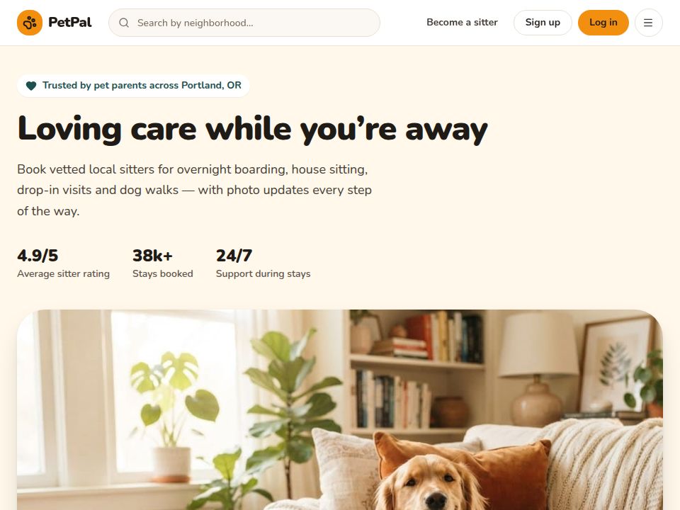 PetPal Care template landing page