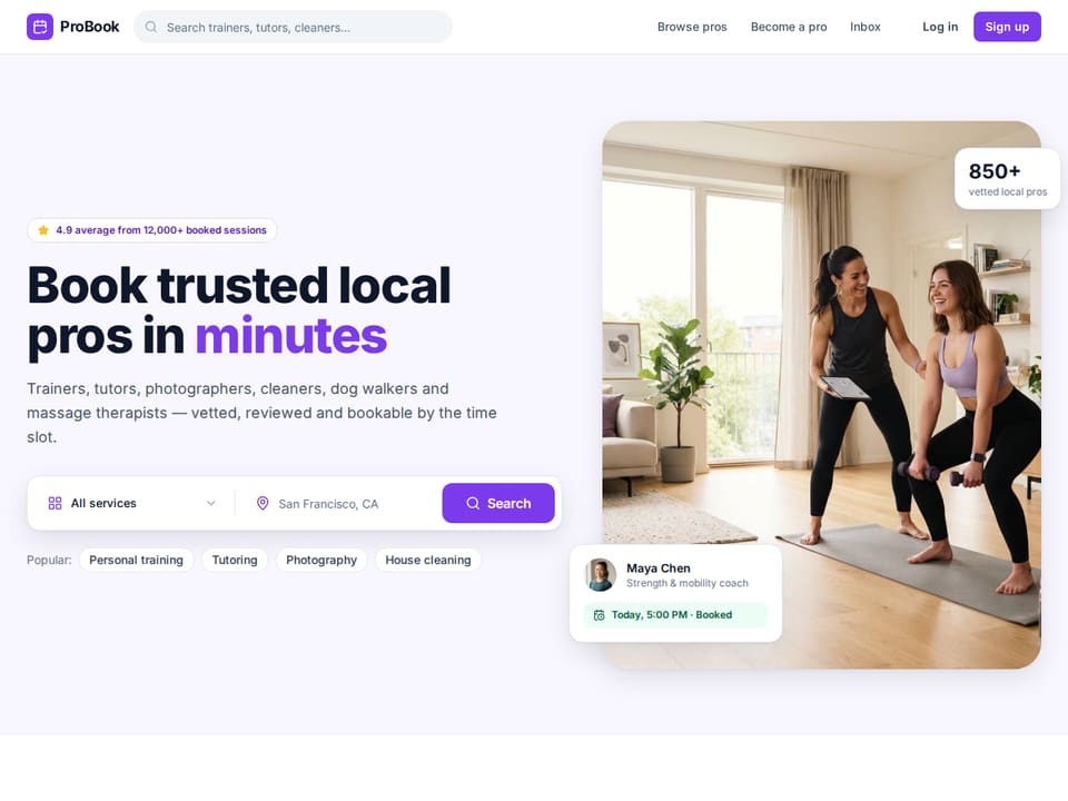 ProBook template landing page