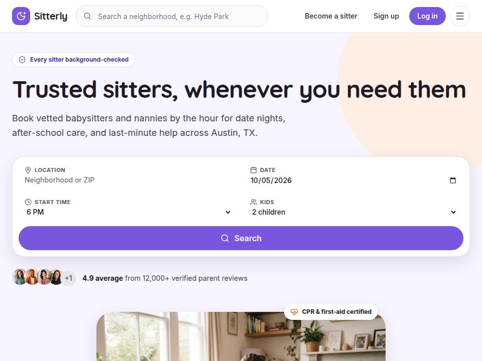 Sitterly template landing page