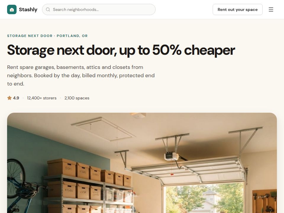 Stashly template landing page