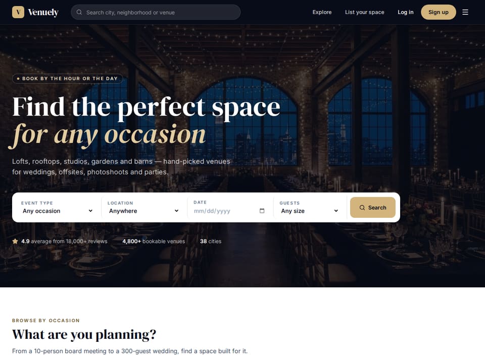 Venuely template landing page